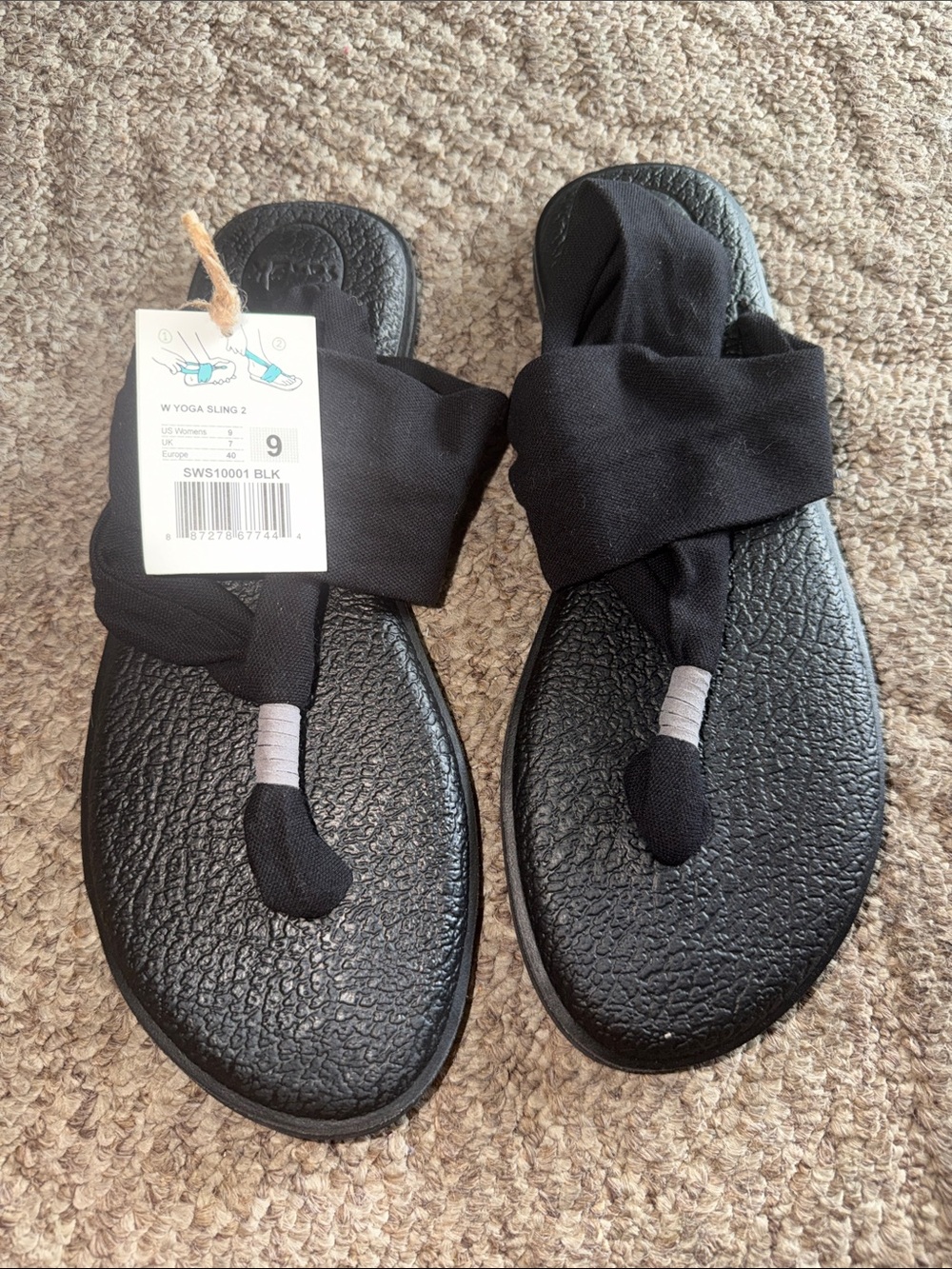 WWT SANUK Black Women's Yoga Sling 2 Toe-Loop Sandals SIZE 9